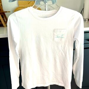 Vineyard Vines Long Sleeve T-Shirt Vintage Whale in Teal Kids Large/14